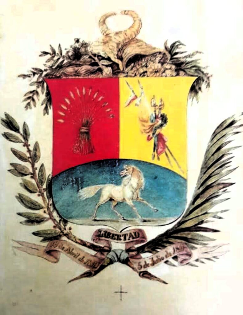 Escudo de Venezuela diseñado por Sir Robert Ker Porter en 1836